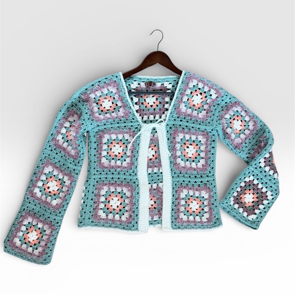 Colorful Crochet Patterned Cardigan